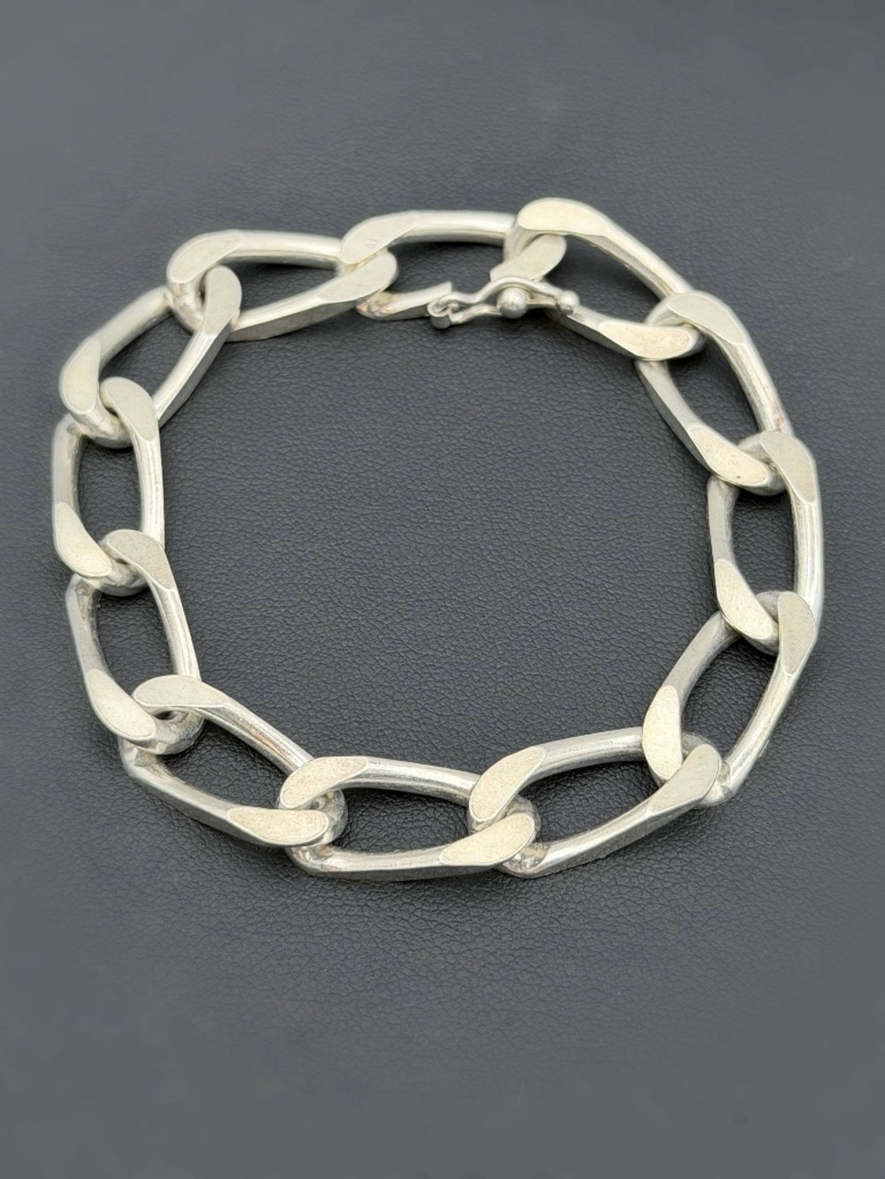 Vintage 925 Sterling Silver Big Curb Link Bracelet 8" 11mm